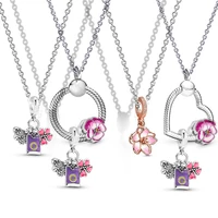 yexcodes 2022 new charm womens necklace set pansy flower heart of the sea for girlfriend and girlfriend love set necklace