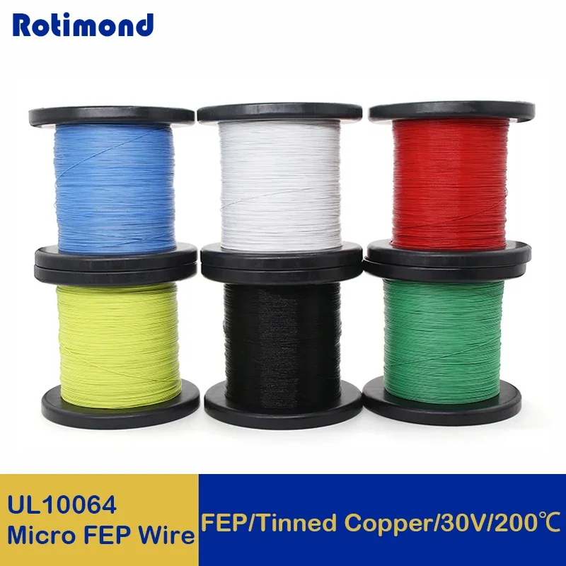 100/200/500 м UL10064 провод из ПТФЭ 40/36/34/32/30/28/26AWG пластиковые ультратонкие микропровода