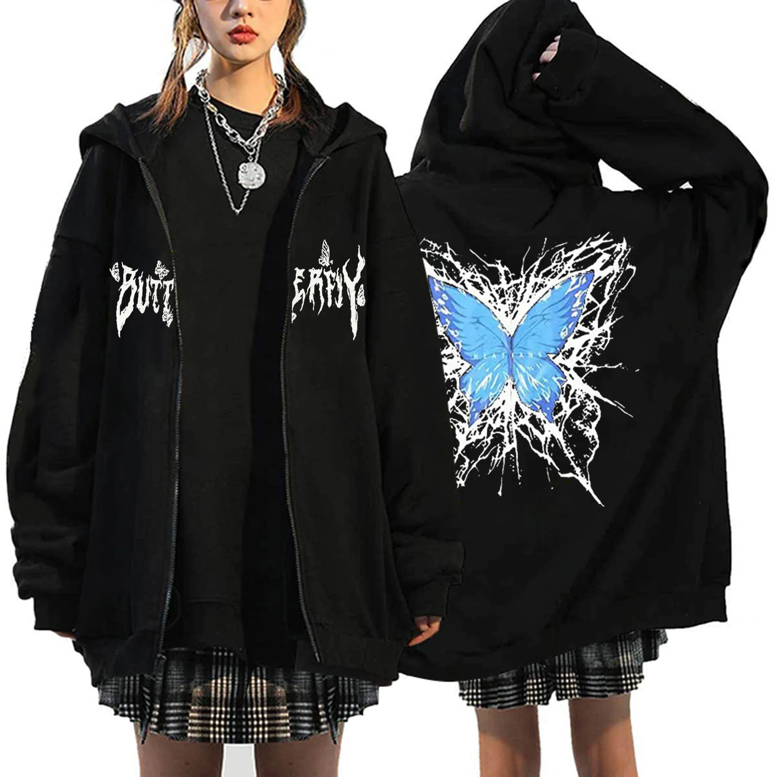 

Womens Loose Sweatshirt Womens Zip Hoodie Sweatshirt Gothic Jacket with Pockets Snap Hoodie Women Cotton Hoodie Women
