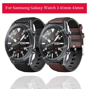 For Samsung Galaxy Watch 3 41mm 45mm Band Silicone Leather 20mm 22mm Bracelet Strap For Galaxy 42mm 46mm Gear S3 S2 Sport Belt