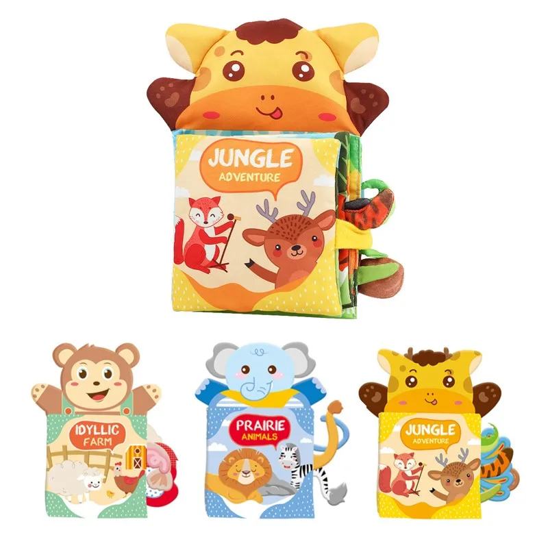 

Детские Тканевые книжки-марионетки, обучающие игрушки для малышей, тканевая книга для раннего обучения, познавательная книга-головоломка д...