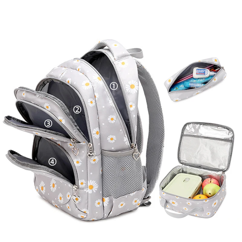 

Fashion Backpack Set Primary Princess Kids Floral Print Cute Backpack Travel School Bags For Teenage Girl Bagpack