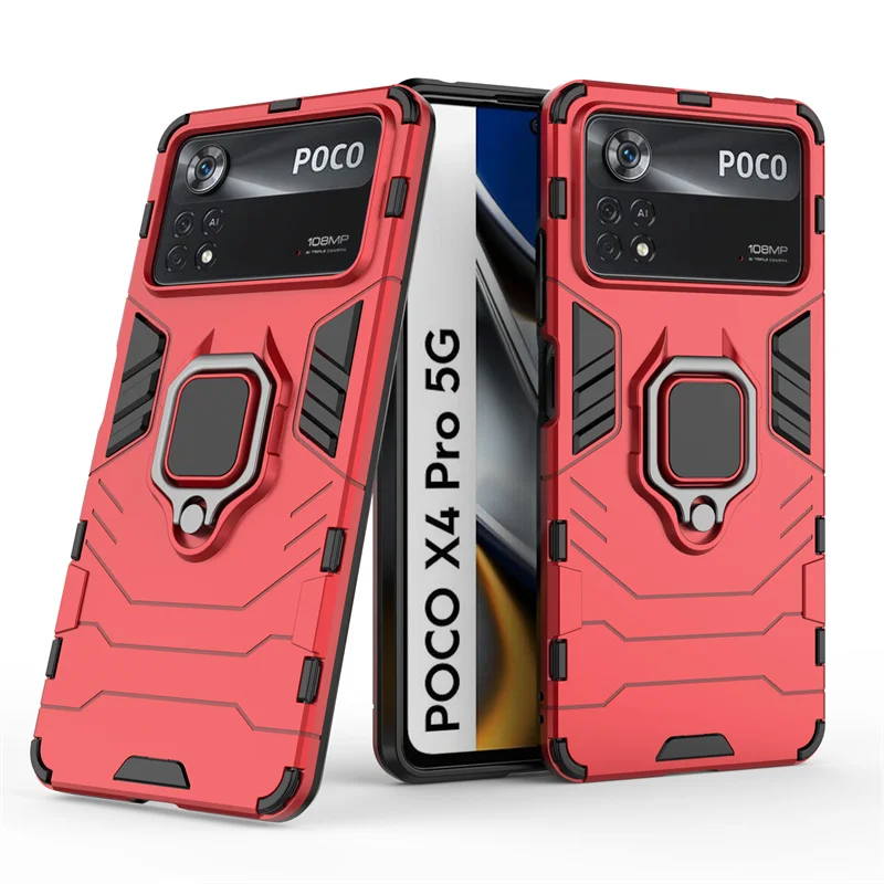 For Xiaomi Poco X4 Pro 5G Case Cover Poco X4 Pro 5G Capas Back Shockproof Holder Magnetic Cover For Poco X3 M3 M4 X4 Pro Fundas