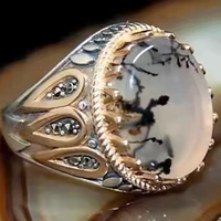 baoshina retro engraving diamond studded ink moonstone ring for women geometric modeling female ring jewelry accessories