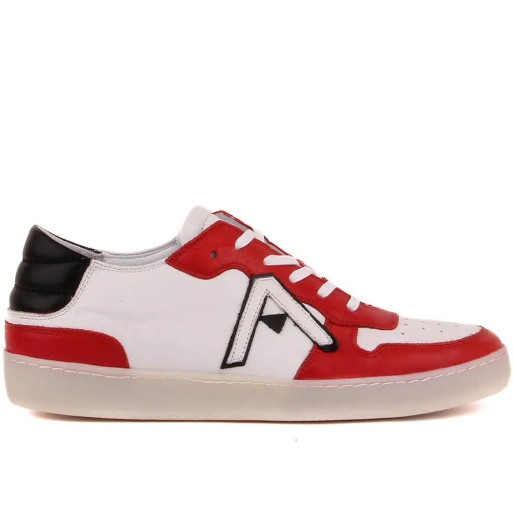 

Sail Lakers-Red, White, Black Leather Men Sneaker