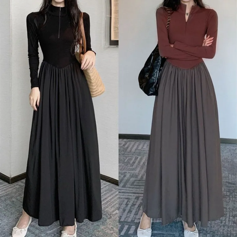 

Autumn Women's Elegant Slim Evening Dress 2023 Fall High Waist Maxi Dress Winter Korean Style Plus Size Fashion Dress XXXL 4XL