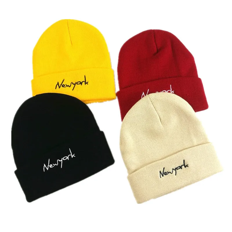 

Letter Embroidery Knitted Hat Winter Men and Women Outdoor Keep Warm Pullover Hat