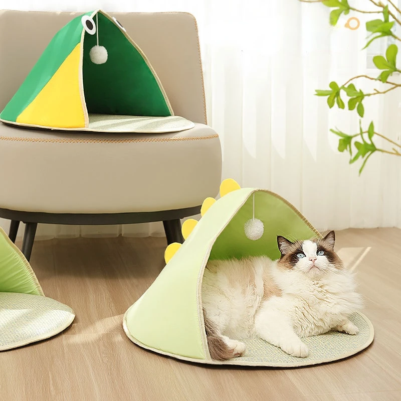

Cooling Cat Bed for Indoor Small and Large Cats, Comfortable Nest Cave Cat House for Summer, Anti-Slip Bottom