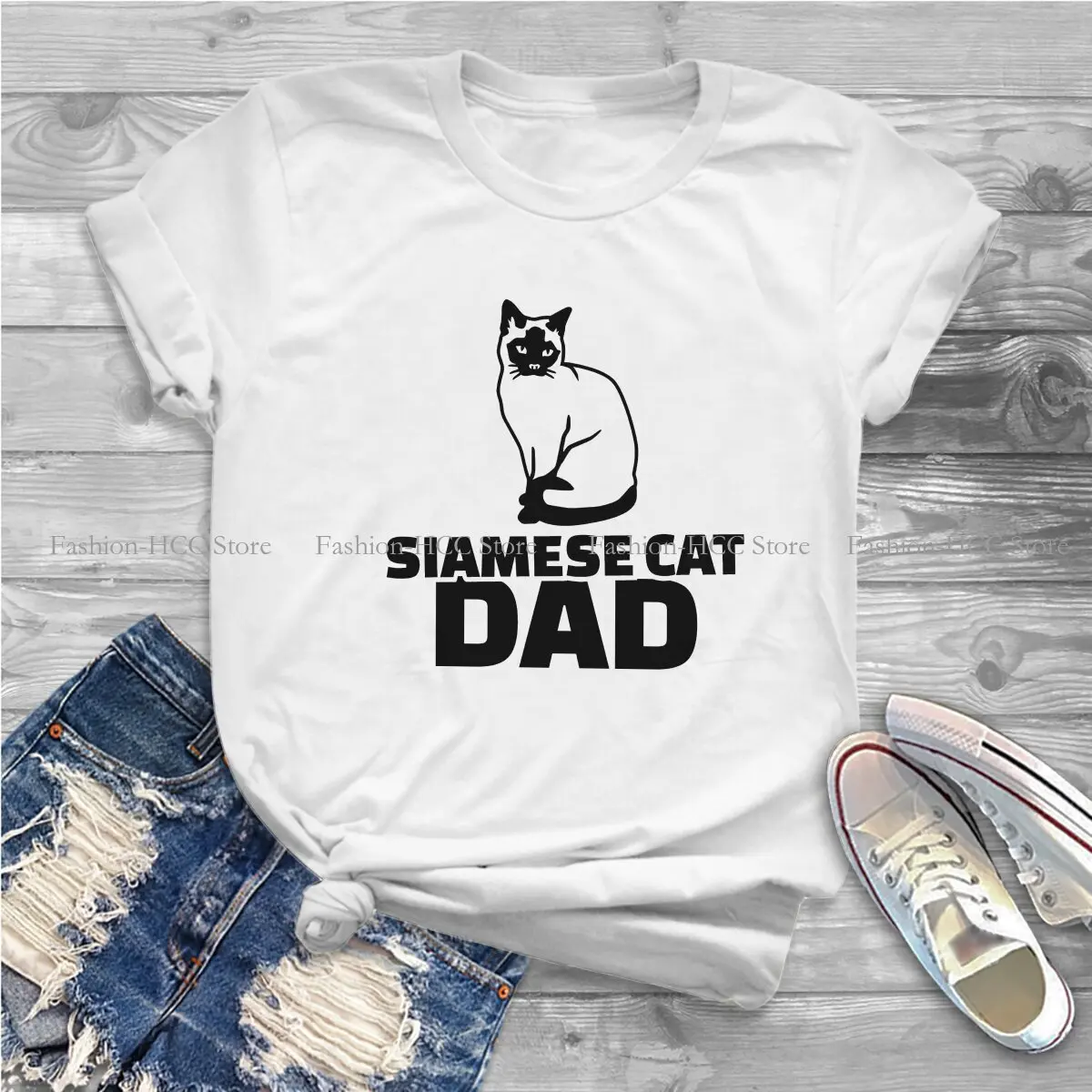 Футболка из полиэстера с сиамским котом в стиле хип-хоп