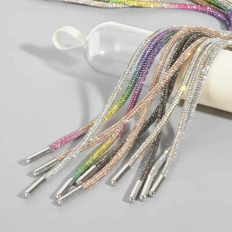 

1PC Girl Bling Fashion Round Shoelace DIY Strings Luxury Rhinestone Shoelaces Rainbow Diamond Shoe Laces Sneakers Laces Shoes