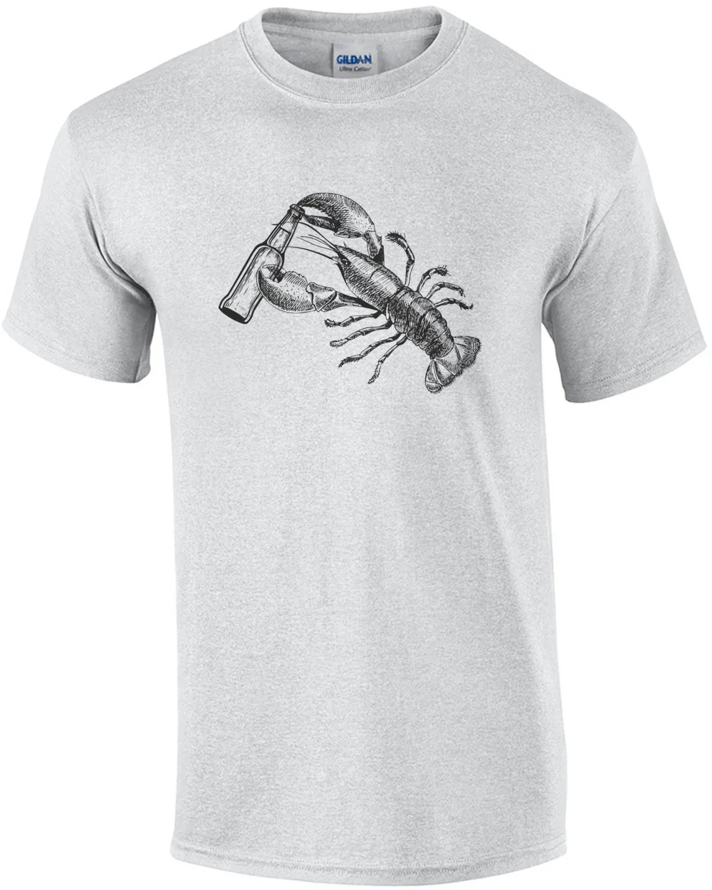 

Футболка с открывающейся бутылкой с крабом. Забавная футболка с лобстером. Майка Мэн