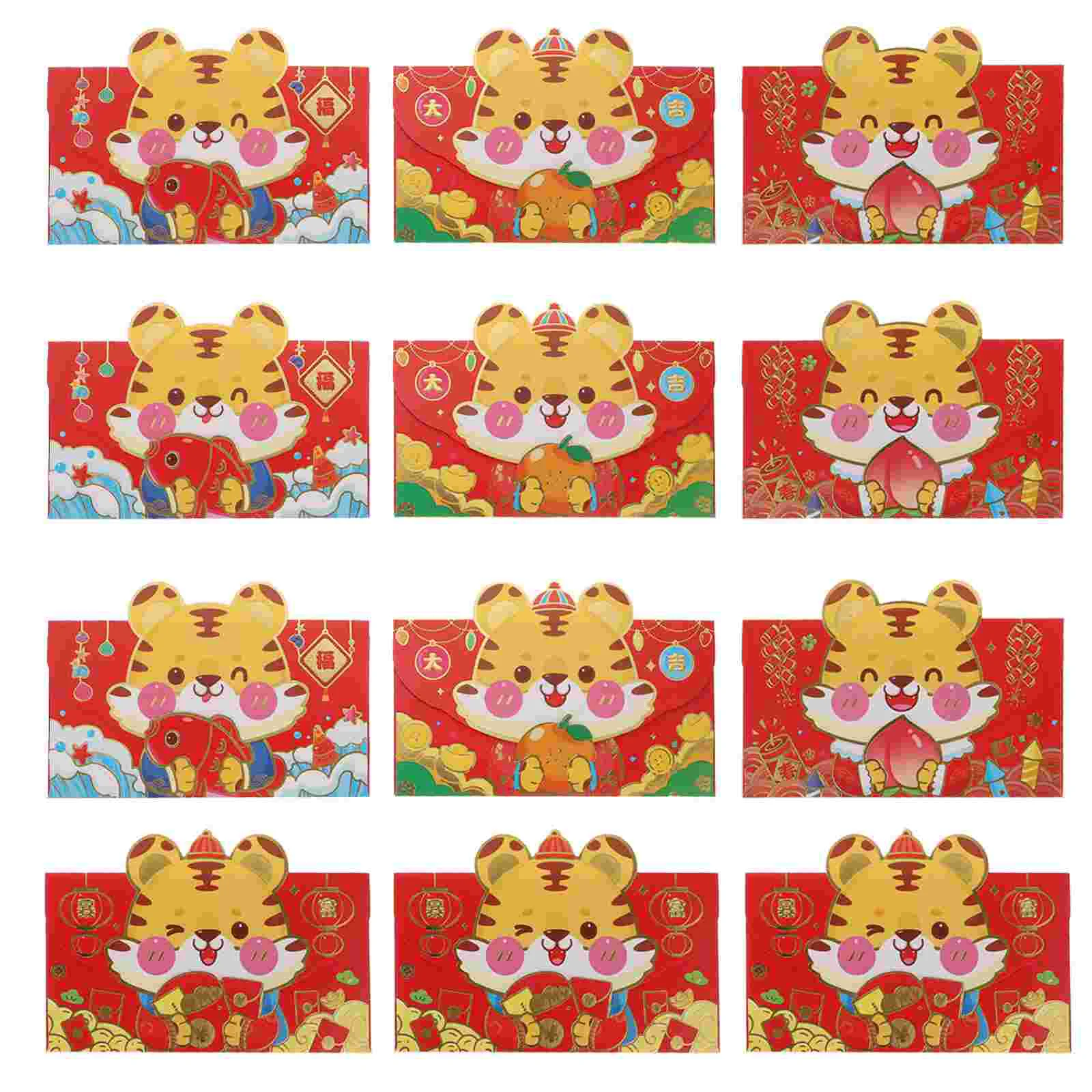 

12Pcs Chinese Hongbao Hong Bao Year Hong Bao 2022 Zodiac Red Bag Gift Envelope