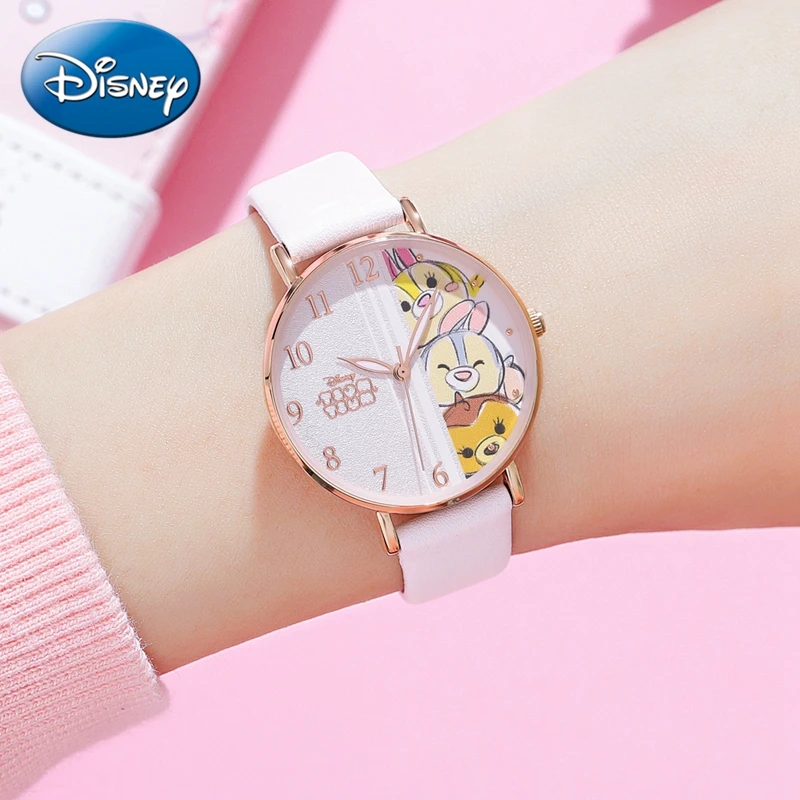 TSUMTSUM Lady Fashion Watches Gift Box Women Leather Band Clock Waterproof Girl Love Kids Time Student Hour Disney Cartoon Child