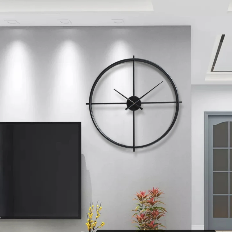 

Wall Hanging Clock In The Living Room Light Luxury Art Fashion Clock Modern Nordic Hanging Watch Iron Art Household Simple Clock