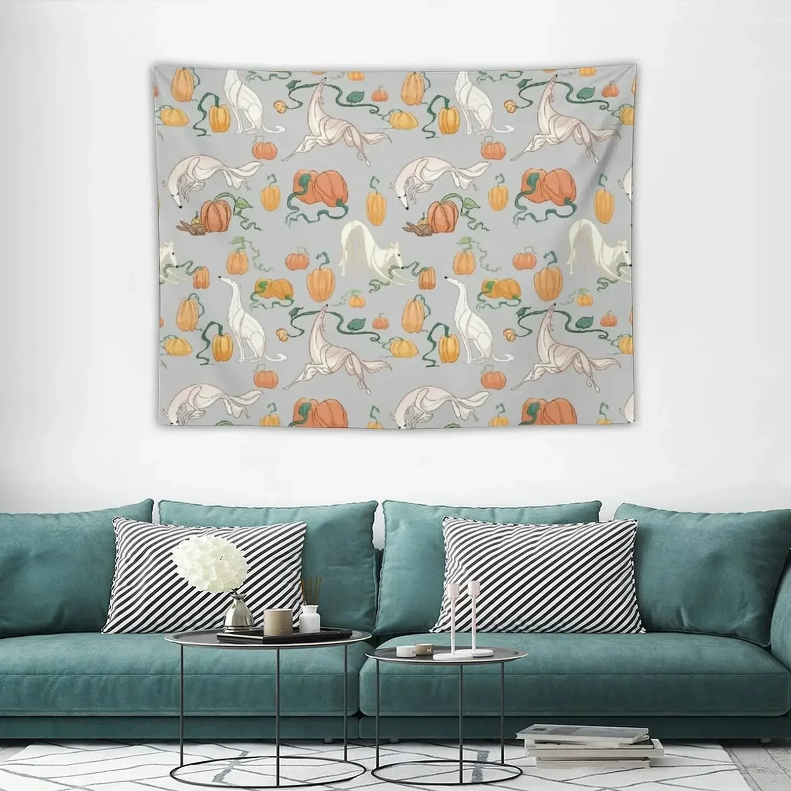 Белый борзойский гобелен с рисунком тыквы эстетический декор комнаты корейские