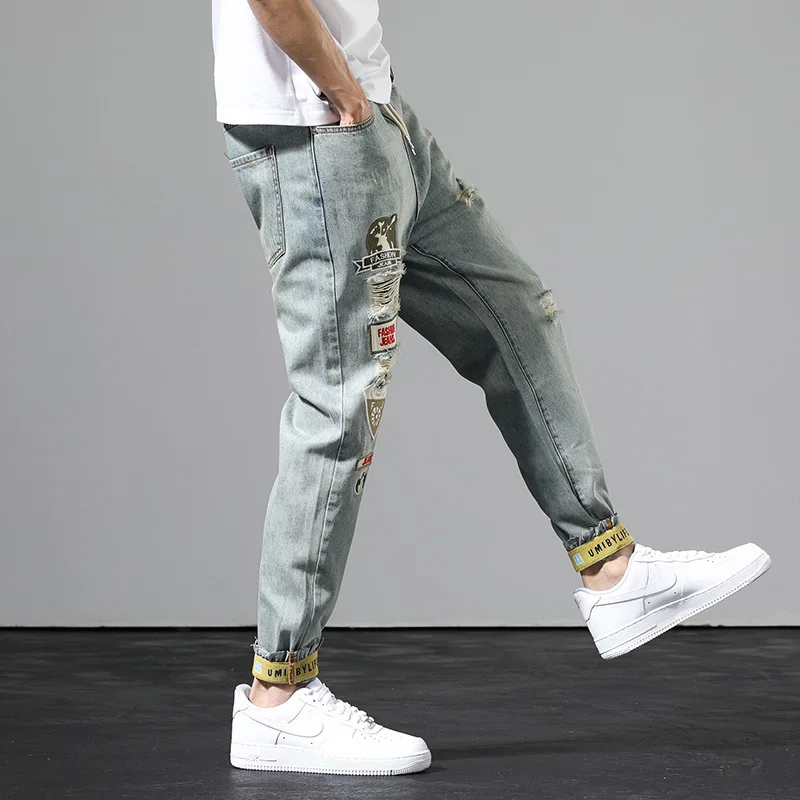 ICCLEK Casual Ripped Jeans Thin Jeans Men's Jeans Plus Size Jeans  Black Ripped Jeans  Skinny Jeans