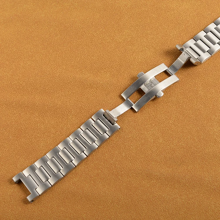 22mm Stainless Steel Watch Band Bracelet Men Silver Cruved End Watchband For Fit Cartier Pasha Steel Bracelet