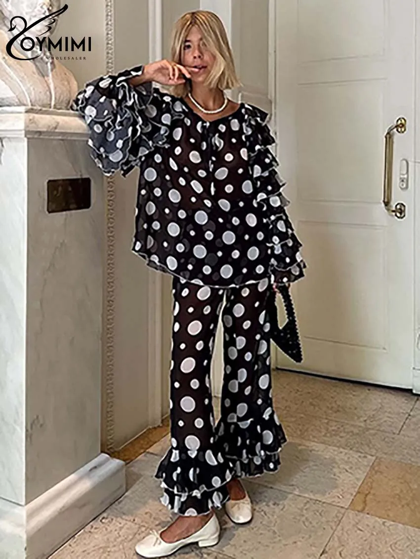 Oymimi модный женский комплект из двух предметов с черным принтом элегантные топы