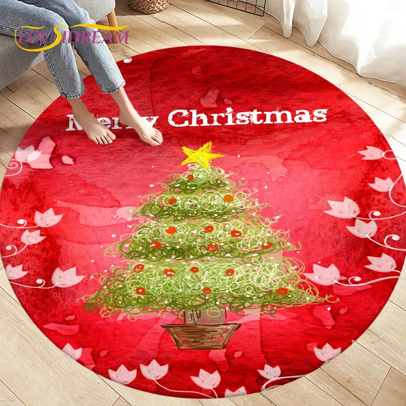

Christmas Cartoon Circle Area Rug,Round Carpet Rug for Living Room Bedroom Sofa Decor,Non-slip Floor Mat Dropshipping Alfombras