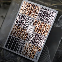 1 sheet 5d realistic metallic luster glitter graceful leopard print adheisve nail art stickers decals manicure diy accessories