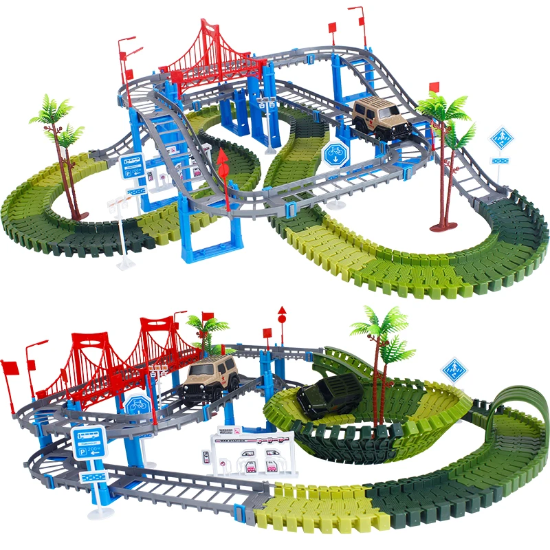 

Набор железнодорожных автомобилей «сделай сам», сгибающийся трек, светящийся мигающий автомобиль, игрушки, гоночный трек, обучающие игрушки для детей, подарок для мальчиков