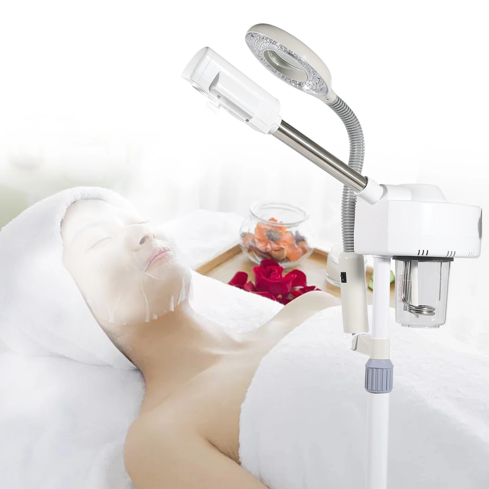 

2 in 1 Face Steamer LED 3/5X Magnification Lamps Machine Spa Humidifier