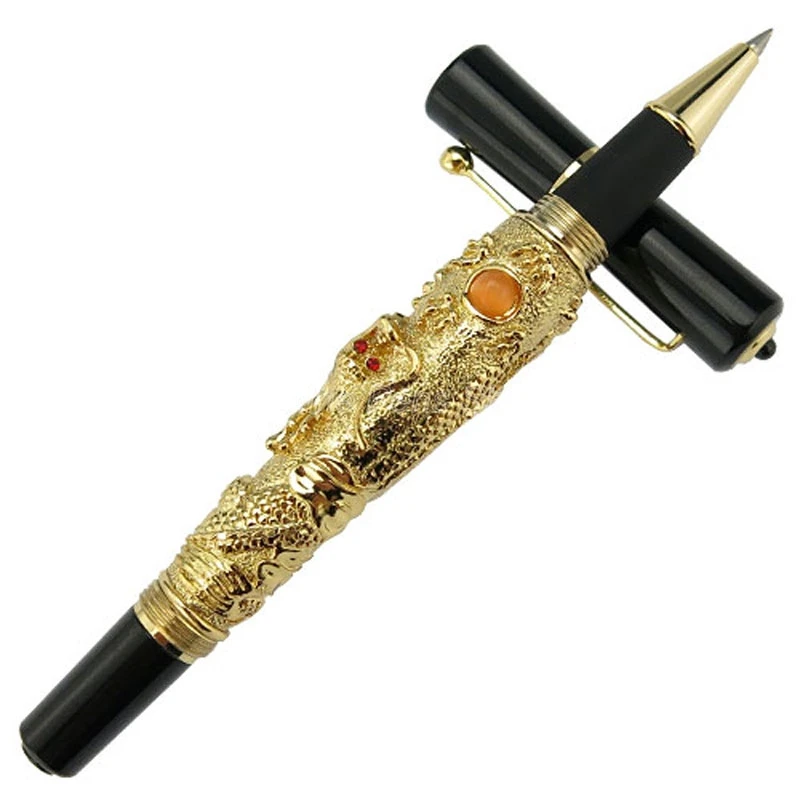 Jinhao Золотая древняя Летающая дракона резьба тиснение узор шариковая ручка