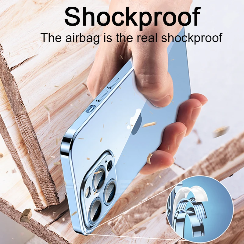 Luxury With Camera Lens Protector Transparent Plating Case For iPhone 14 Plus 13 12 11 Pro MAX Silicone Clear Shockproof Cover