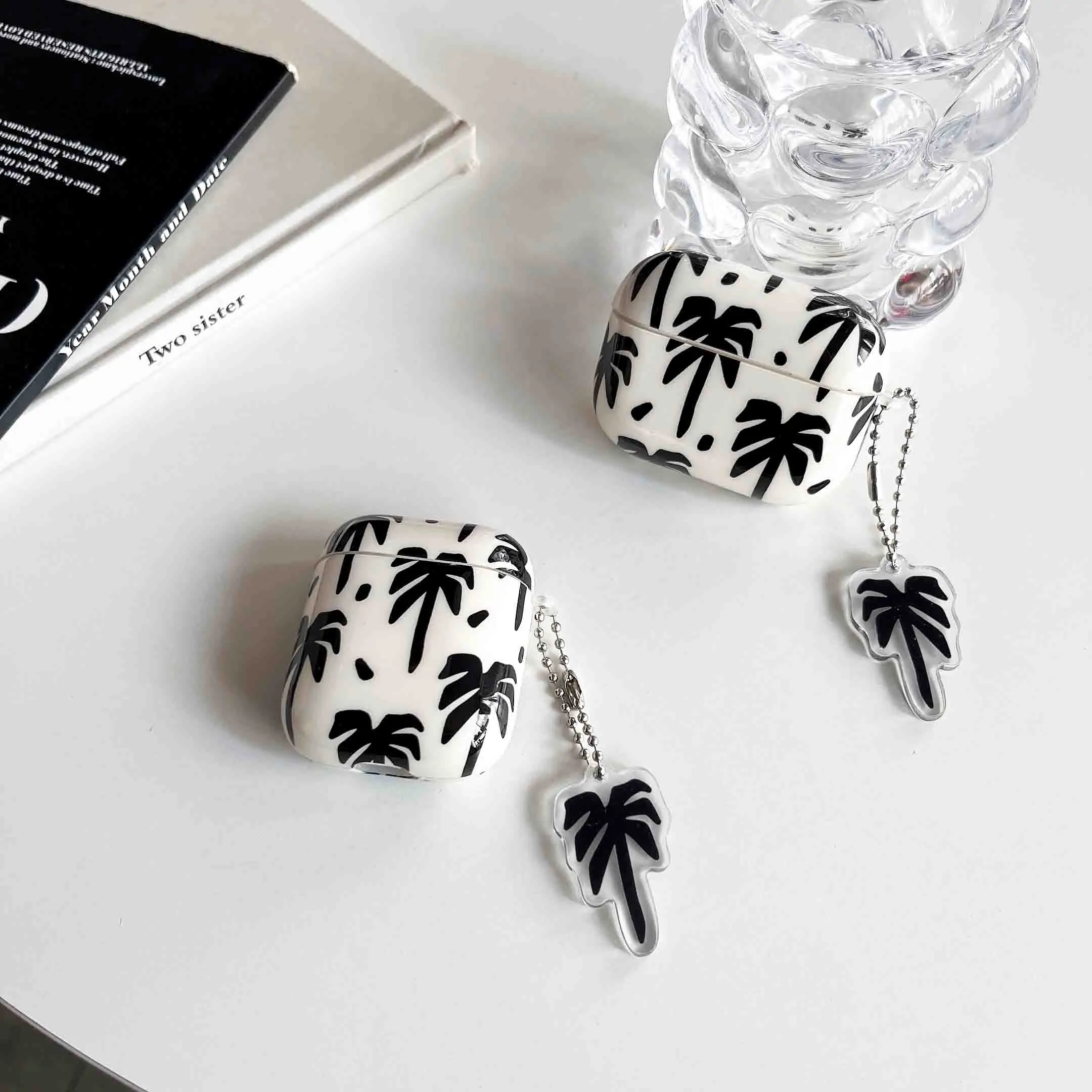 

Black Coconut Tree Cute Pendant Earphone Case for AirPods 1 2 3 Pro Air Pods Pro2 Wireless Bluetooth Charging Box Fashion Cover