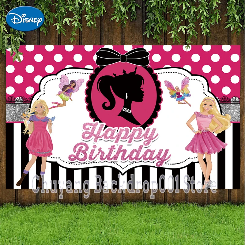 

Disney Cartoon Photography Background Backdrop Pink Princess Girl Birthday Party Decoration Banner Photocall Photo Photographic