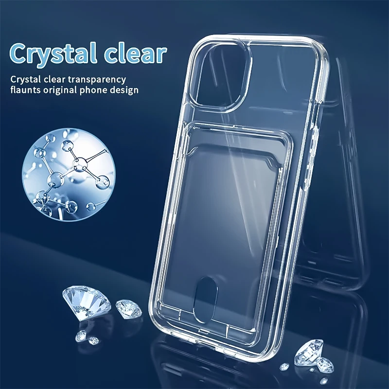 

Coque For iPhone 13 11 12 Pro Max Case Hard Acrylic Anti-Drop Transparent With Card Slot Fashion Phone Cover Funda For iPone 13