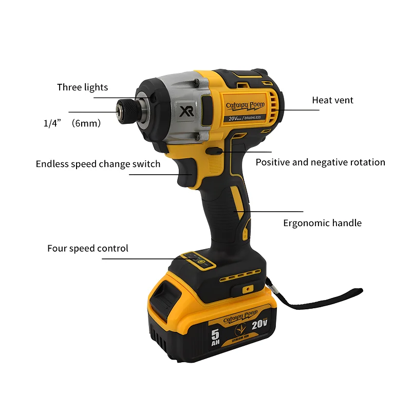 Каталандский Стих DCF880 20 В Аккумуляторная Дрель Бесщеточный Двигатель 2800 Об/мин