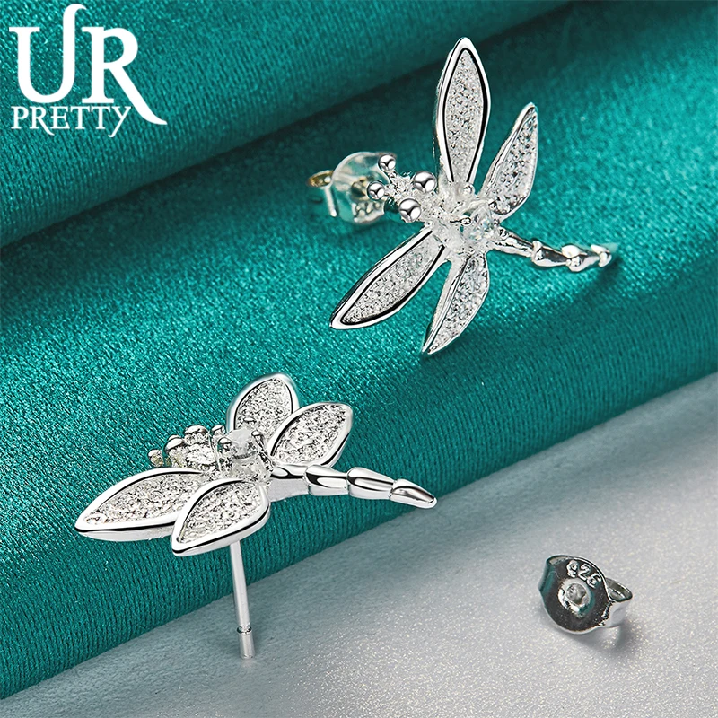

URPRETTY 925 Sterling Silver Dragonfly Earring For Women Fashion Wedding Engagement Party Jewelry Charm Gift