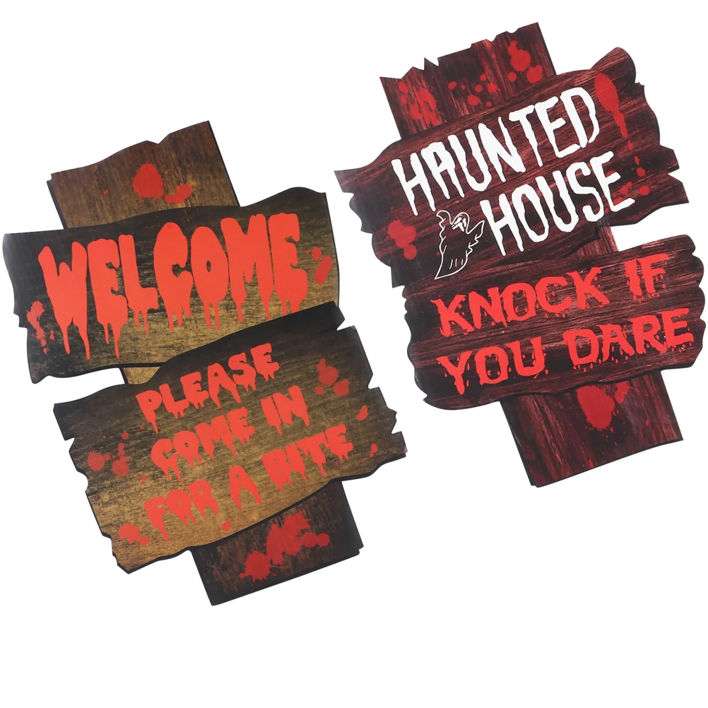 

2Pcs Props Practical Creepy Creative Street Sign Street Warning Sign for Backyard Garden Roadside