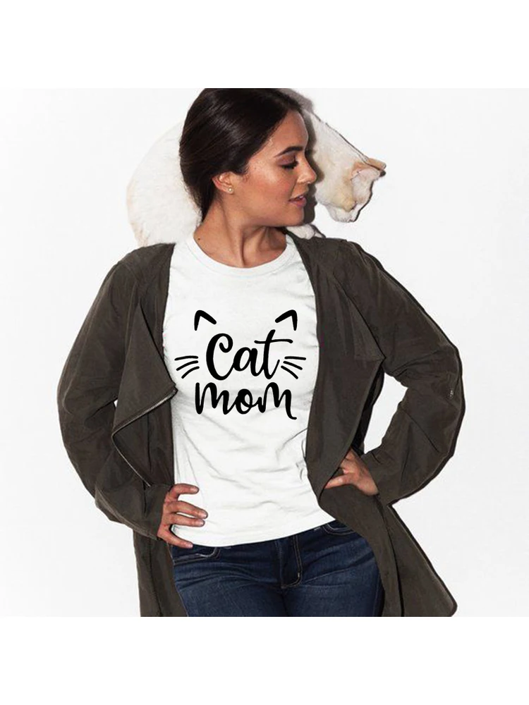 

Cute Cat Mom Print Women Aesthetic Clothes Harajuku Graphic T-shirt Short Sleeve Streetwear T Shirts Female Pet Lover Tees Tops