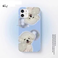 clmj cute dog phone case for iphone 11 12 13 pro max 7 8 plus xr xs x cute animal puppy phone case silicone cover korean style