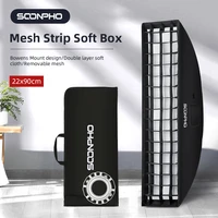 soonpho 22x90cm rectangular softbox honeycomb grid reflector softbox with bowens mount for godox flash photography light