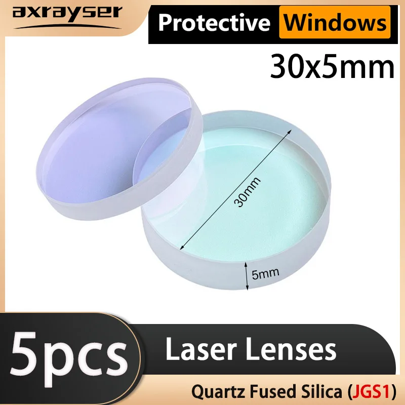 WSX 5pcs Laser Protection Lenses 30x5mm Precitec Protective Windows 1064nm JGS1 Optical Silica for Fiber Laser Cutting Machine