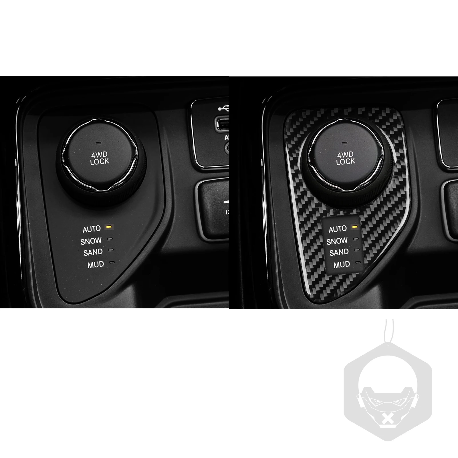 Фото Для Jeep Compass 2018-2021 наклейка из настоящего углеродного волокна, центральная панель регулировки переключателя полного привода, автомобильные аксессуары, декоративные №2