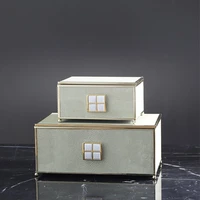 house interior decorations leather luxury green leather decorative boxes gift jewelry box with brass edge for living room