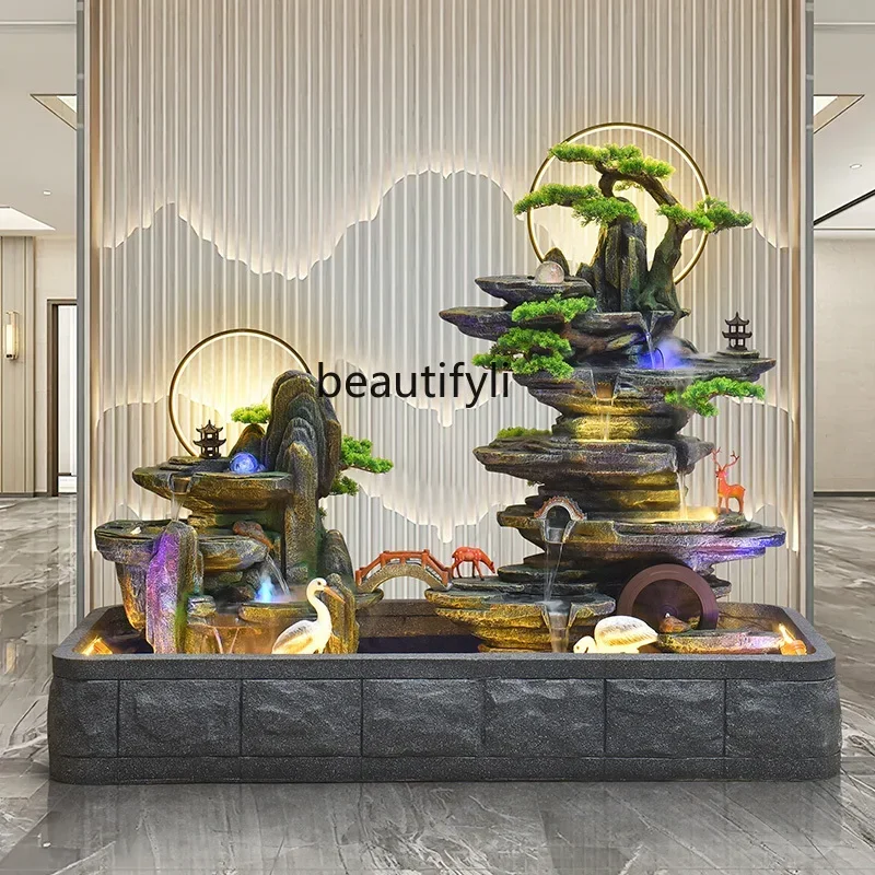 Открытый рокарий фонтан с струящейся водой функция циркулирующей воды терраса