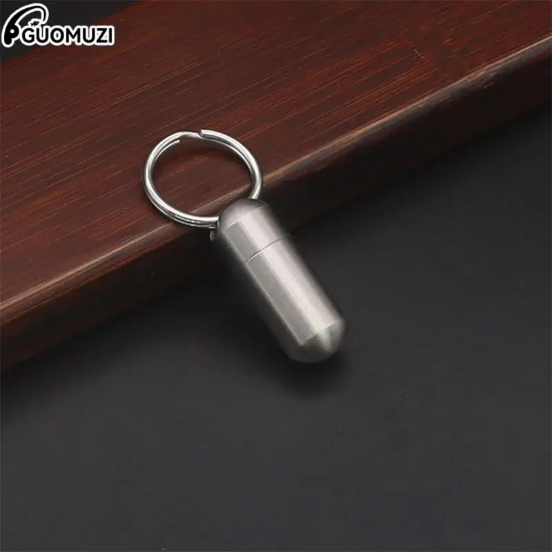

Portable Mini Stainless Steel Sealed Capsule Waterproof Pill Box Camping Firstaid Pendant Travel Outdoor Portable Pill Case