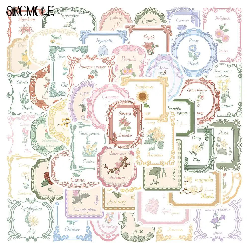 

10/30/50PCS Vintage Elegant Plant Flower Frame Graffiti Stickers Art DIY Toys Laptop Luggage Skateboard Guitar Decal Sticker F5