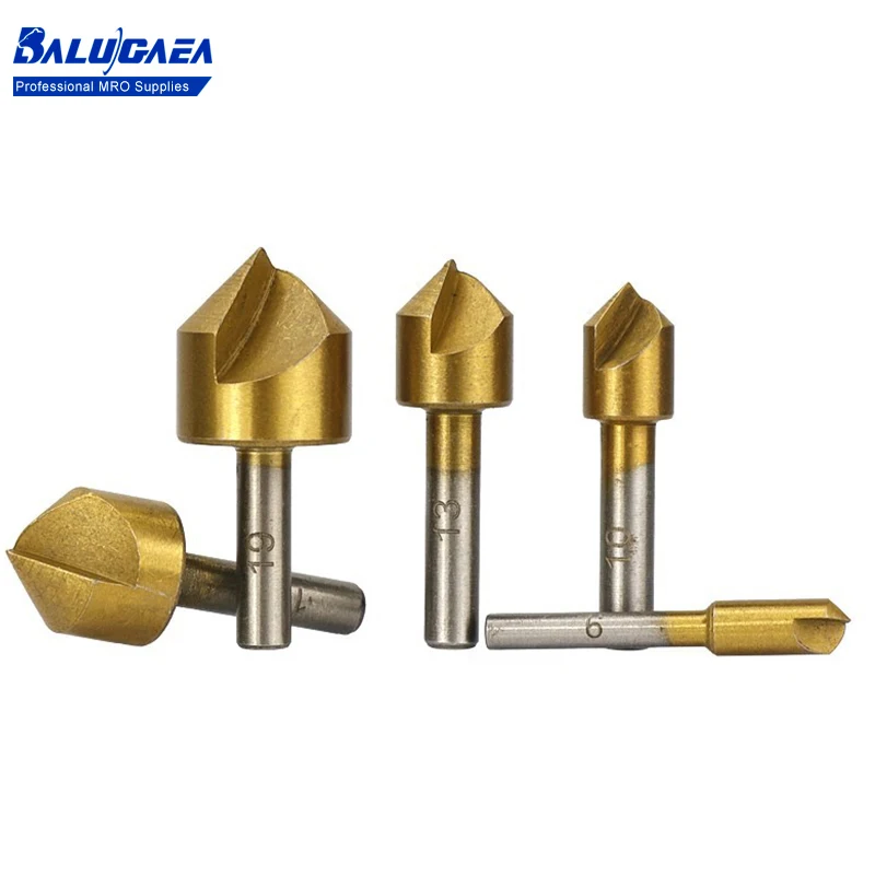 

Сверла с титановым покрытием, комплект из 5 насадок 90 градусов, 6-19 мм, для снятия фаски, из углеродистой стали, с круглым хвостовиком, для дере...