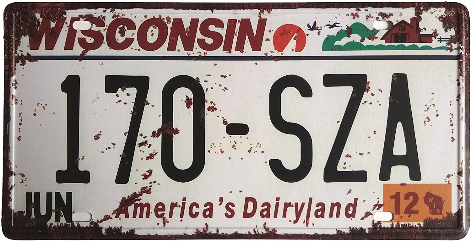 

Wisconsin 170-SZA Retro Vintage Home Bar Wall Decor Car Vehicle Auto License Plate Metal Tin Sign Plaque Embossed Tag