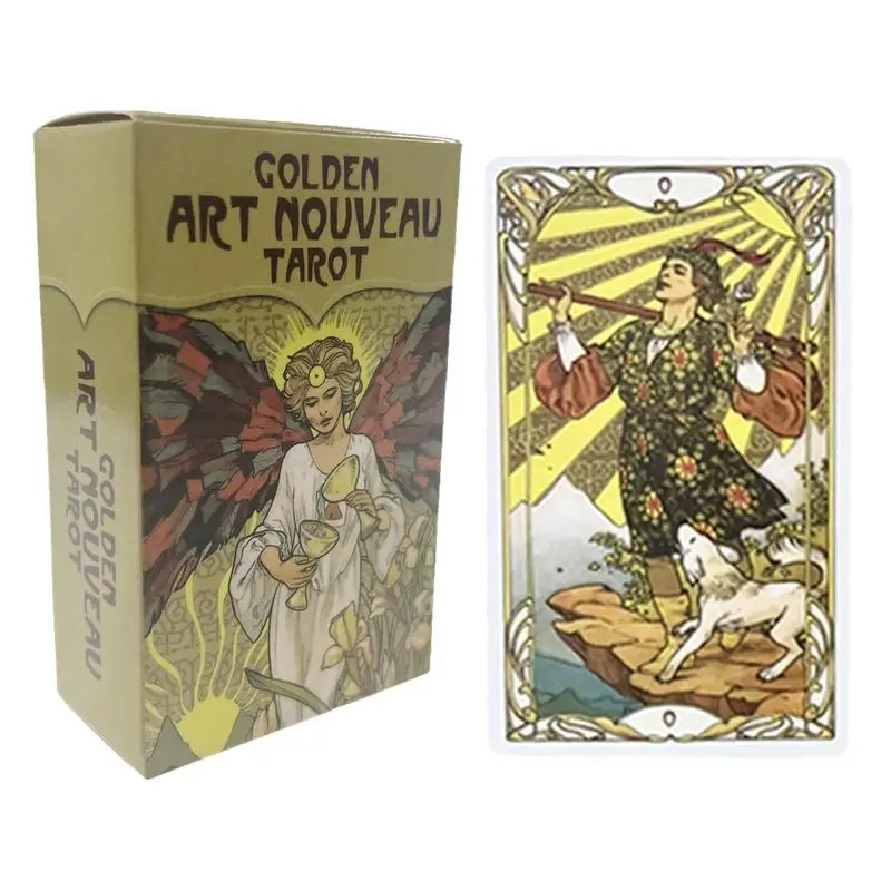 Golden Art Nouveau Oracle Cards Tarot Decks for Beginners Professionals Fortune Telling Cards Table Board Game Family Nights