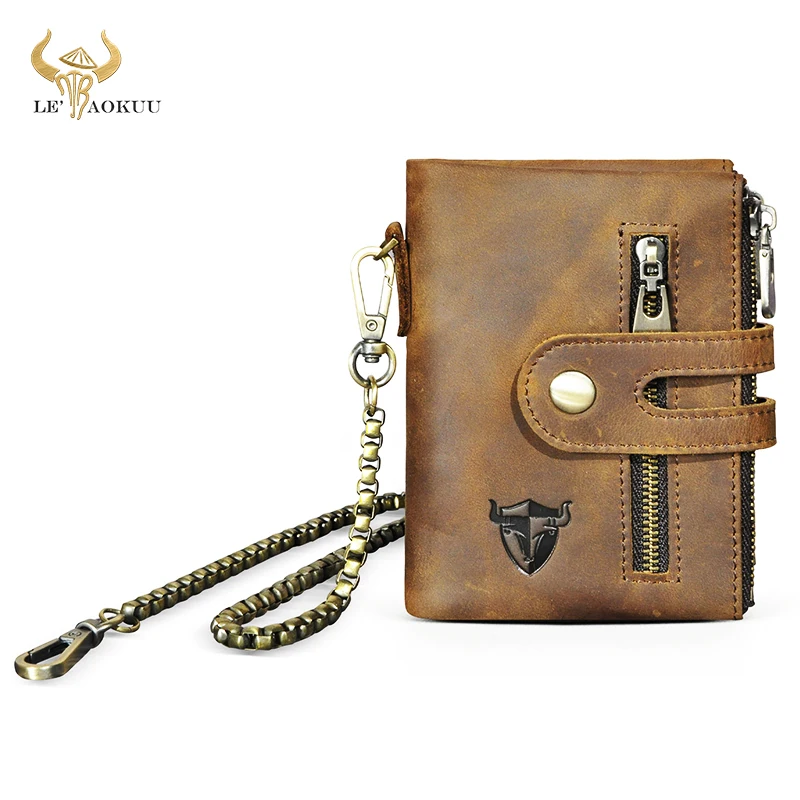 

Лидер продаж, дорожный деловой Органайзер из натуральной кожи Crazy Horse, цепочка, кошелек с технологией RFID для мужчин, длинный мужской кошелек ...