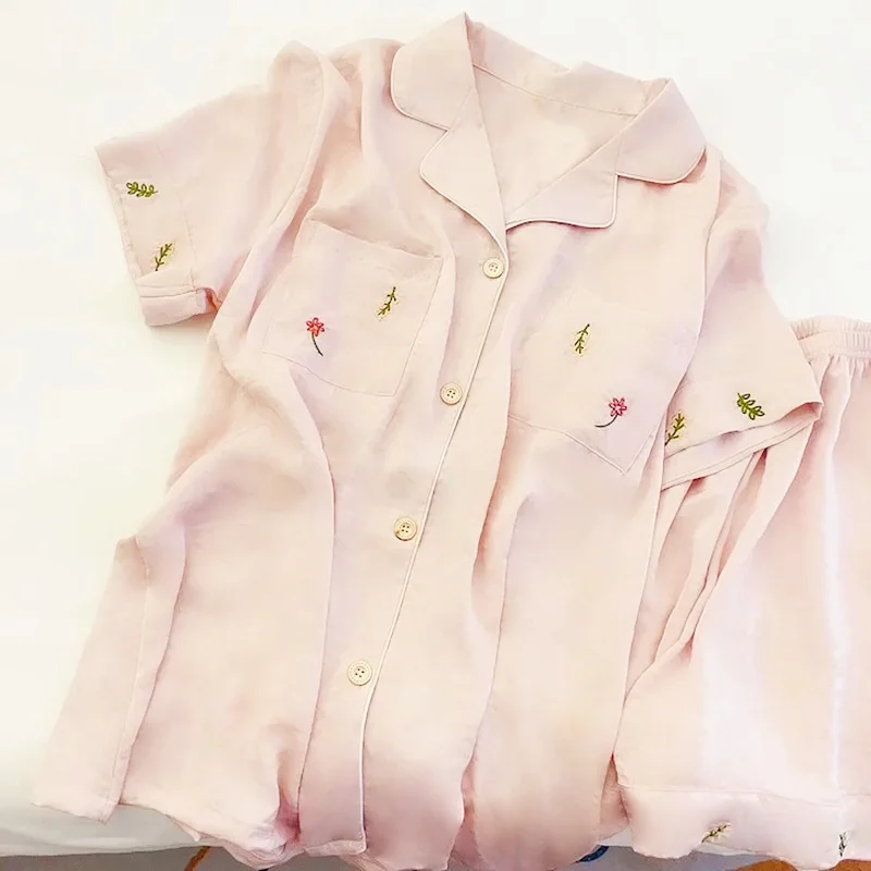 Pajamas Women Short Sets Cute Flower Nighty T-Shirt  Homewear Cozy Big Size Pijamas kawaii Sweet Designer Clothing Women Pijamas