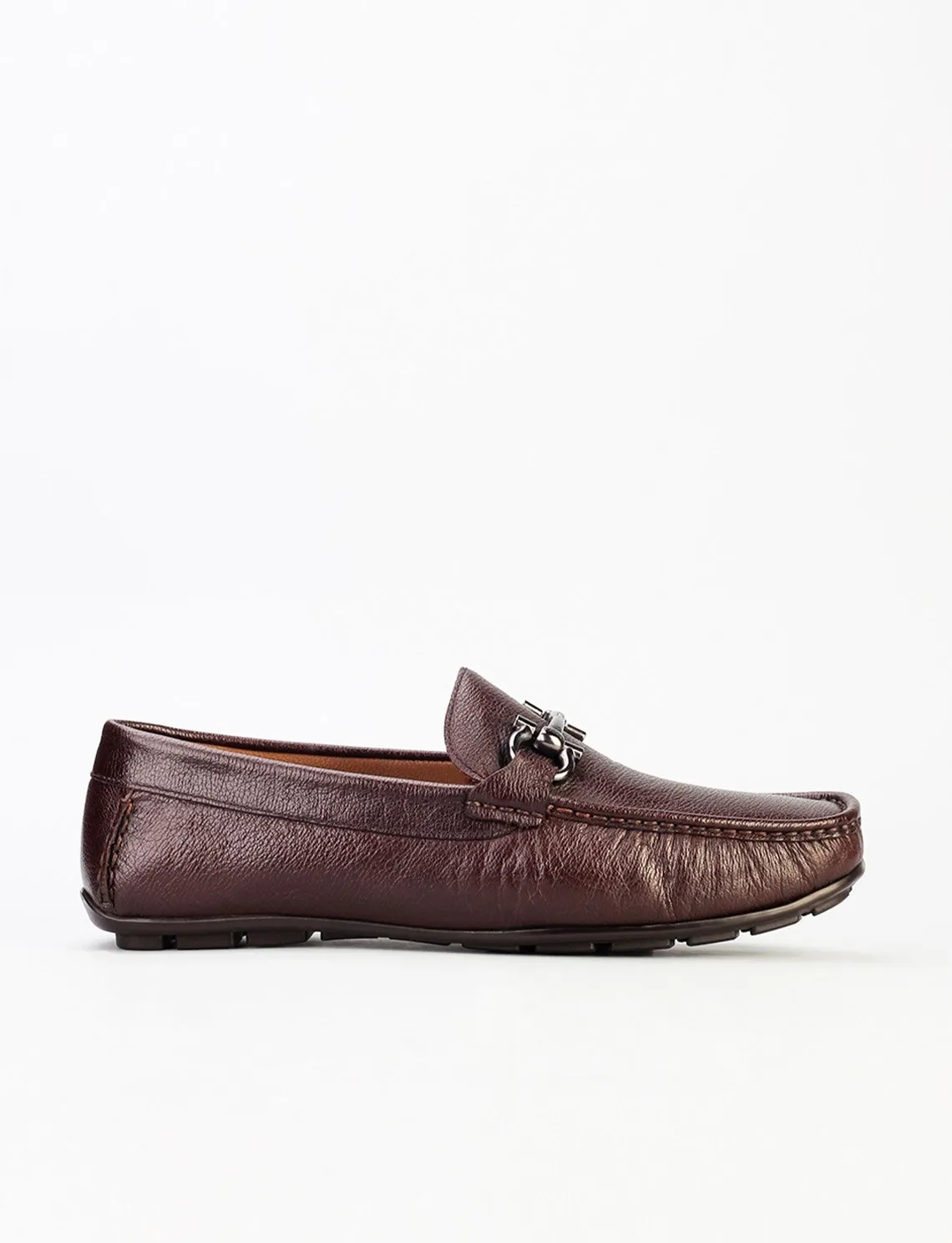 

Buckle detailed genuine leather brown men Loafer