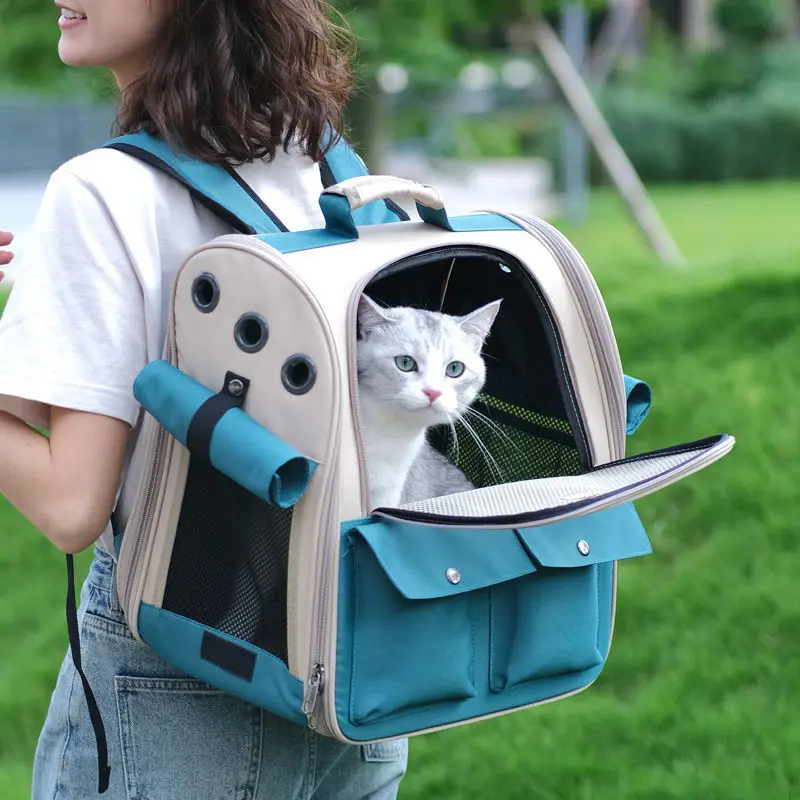 Pet Supplies Cat bag Portable Pet Backpack Space Capsule Dog Double Shoulder Cage Cat Bag Foldable Breathable